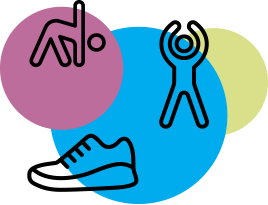 GetActive decorative graphic showing exercise equipment and sports poses